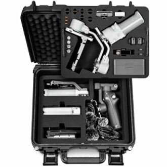 Kamera-Gimbal und Zubehör in einem Koffer
