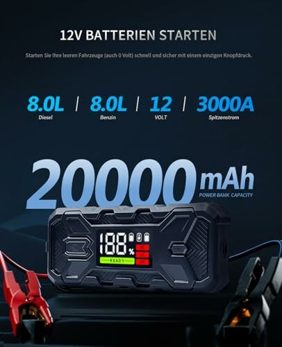 Booster Auto Starthilfe Powerbank 3000A