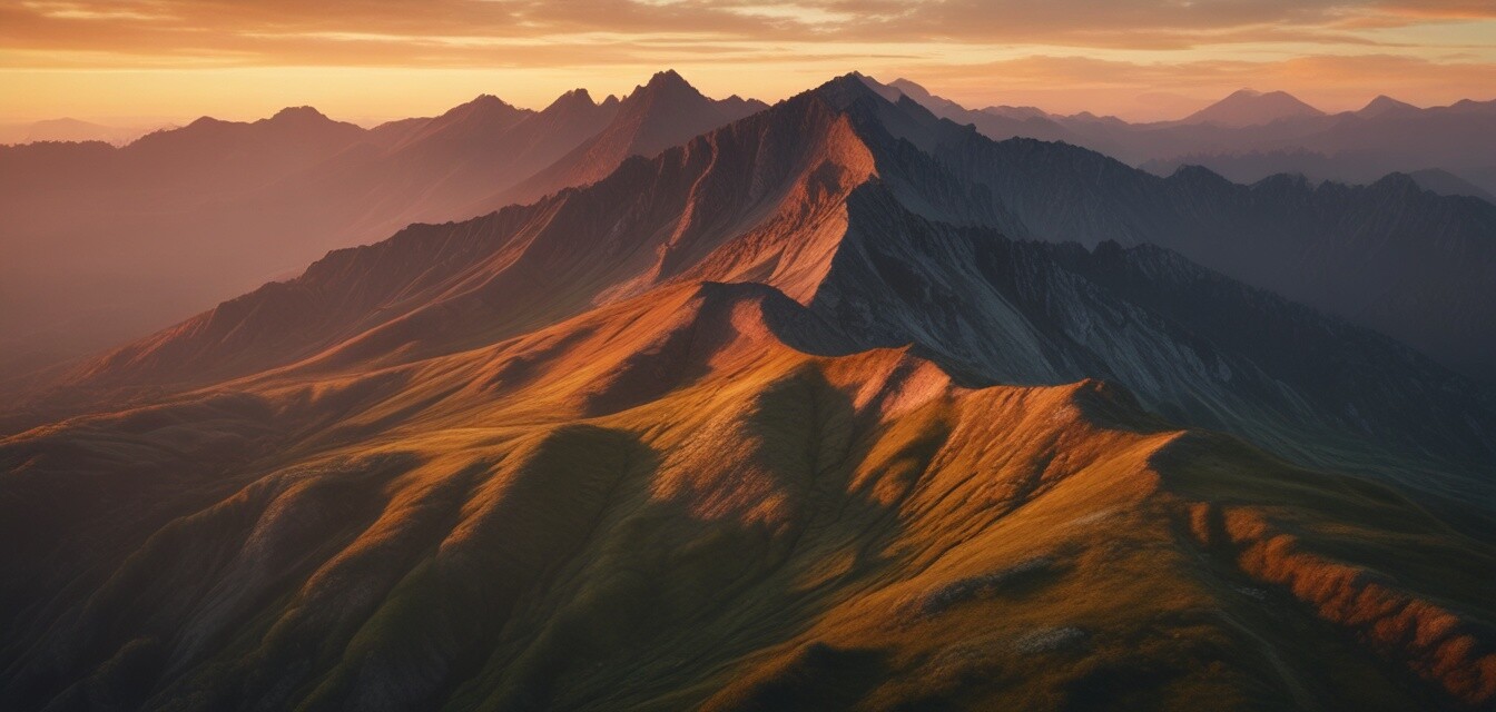Aerial view of a mountain range