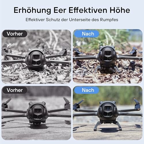 Vergleich der Drohnenhöhe vor und nach der Erhöhung.