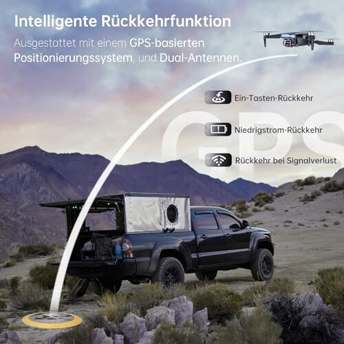 Drohne über einem Fahrzeug mit intelligenter Rückkehrfunktion