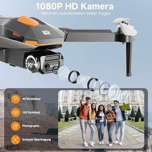 Drohne mit HD-Kamera und Funktionen.