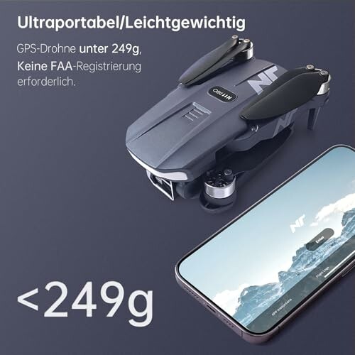 Leichte GPS-Drohne unter 249g mit Smartphone.