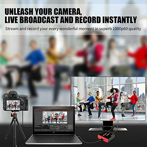 Kamera-Setup zur Live-Übertragung und Aufnahme mit Computer und Fernseher.