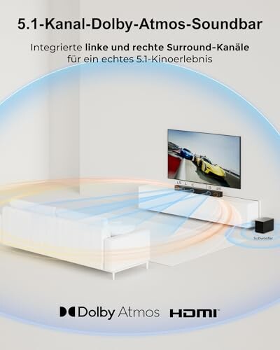 5.1-Kanal-Dolby-Atmos-Soundbar mit Surround-Sound