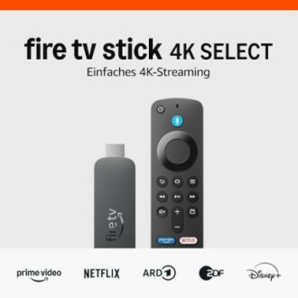 Fire TV Stick 4K Select mit Fernbedienung und Streaming-Diensten