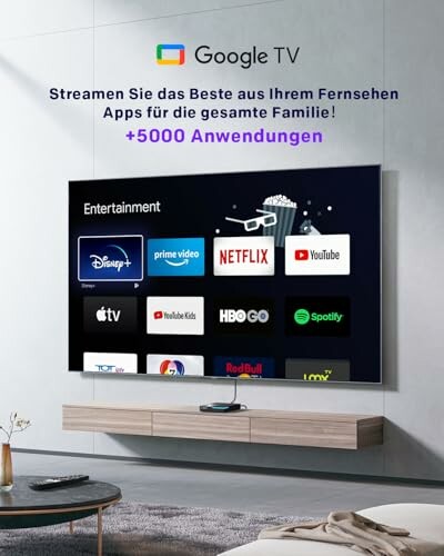 Google TV mit verschiedenen Streaming-Apps.