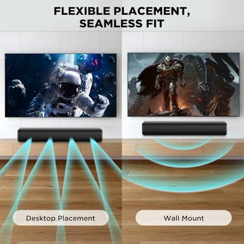Soundbar mit flexiblem Platzierungsdesign, Schreibtisch und Wandmontage