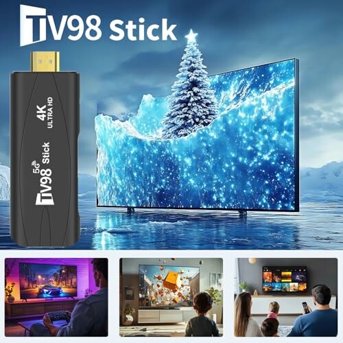 TV98 Stick mit 4K UHD und WLAN, verschiedene Anwendungsbeispiele