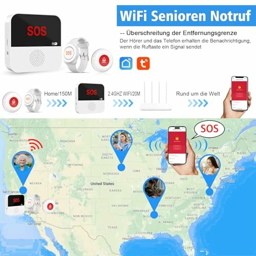 Ältere Frau mit Notrufarmband, bereit für den Notfall