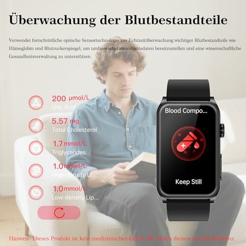 Mann mit Smartwatch zur Blutüberwachung