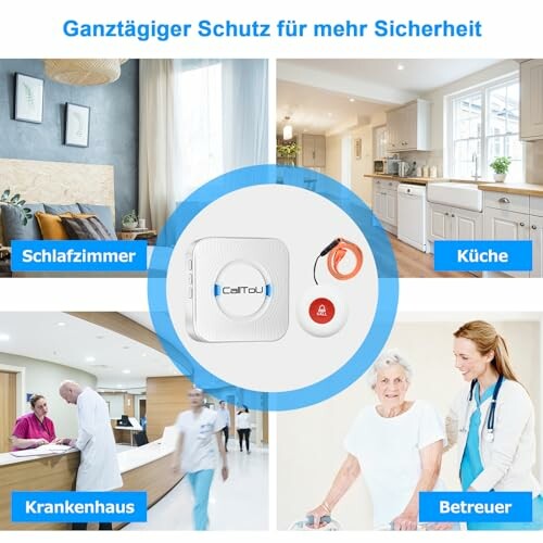 Ganzheitliches Sicherheitssystem im Schlafzimmer, Küche, Krankenhaus und mit Betreuer.