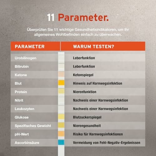 Tabelle der 11 Gesundheitsparameter zur Überwachung