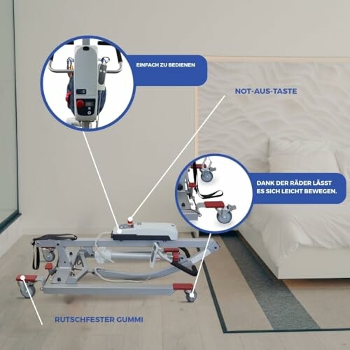 Patientenliftgerät mit Sicherheitsmerkmalen im Schlafzimmer