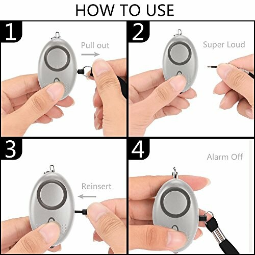 Anleitung zur Verwendung eines persönlichen Alarms in vier Schritten.