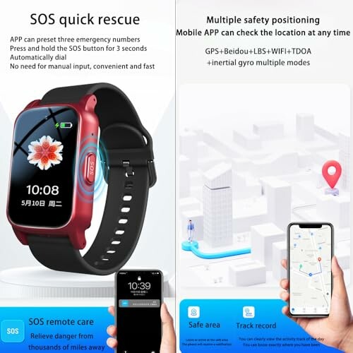 Smartwatch mit SOS- und GPS-Funktionen.