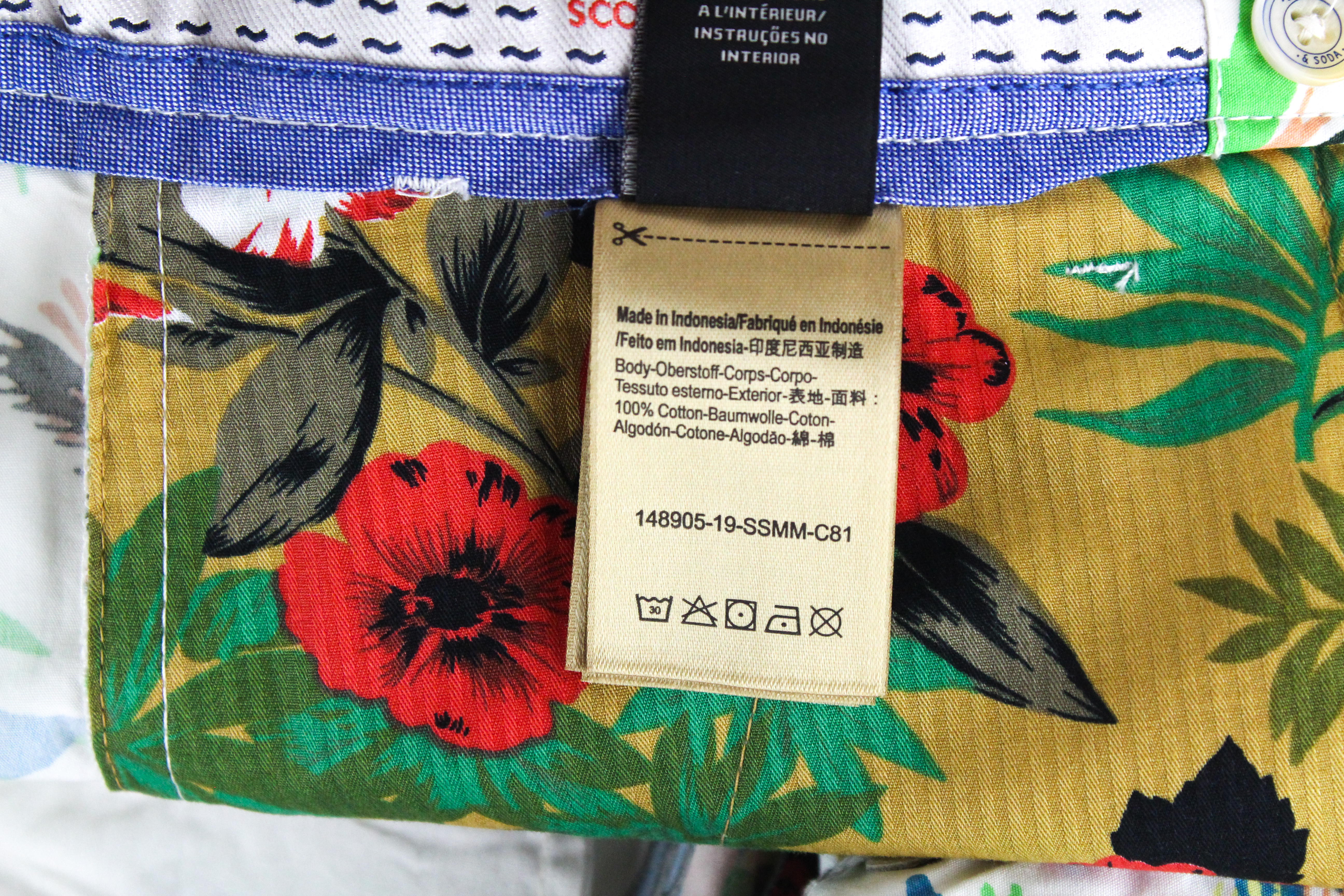 Scotch&Soda Ams Couture Hombre W30 Verde Estampado Algodón Blanco Shorts - Imagen 6 de 6