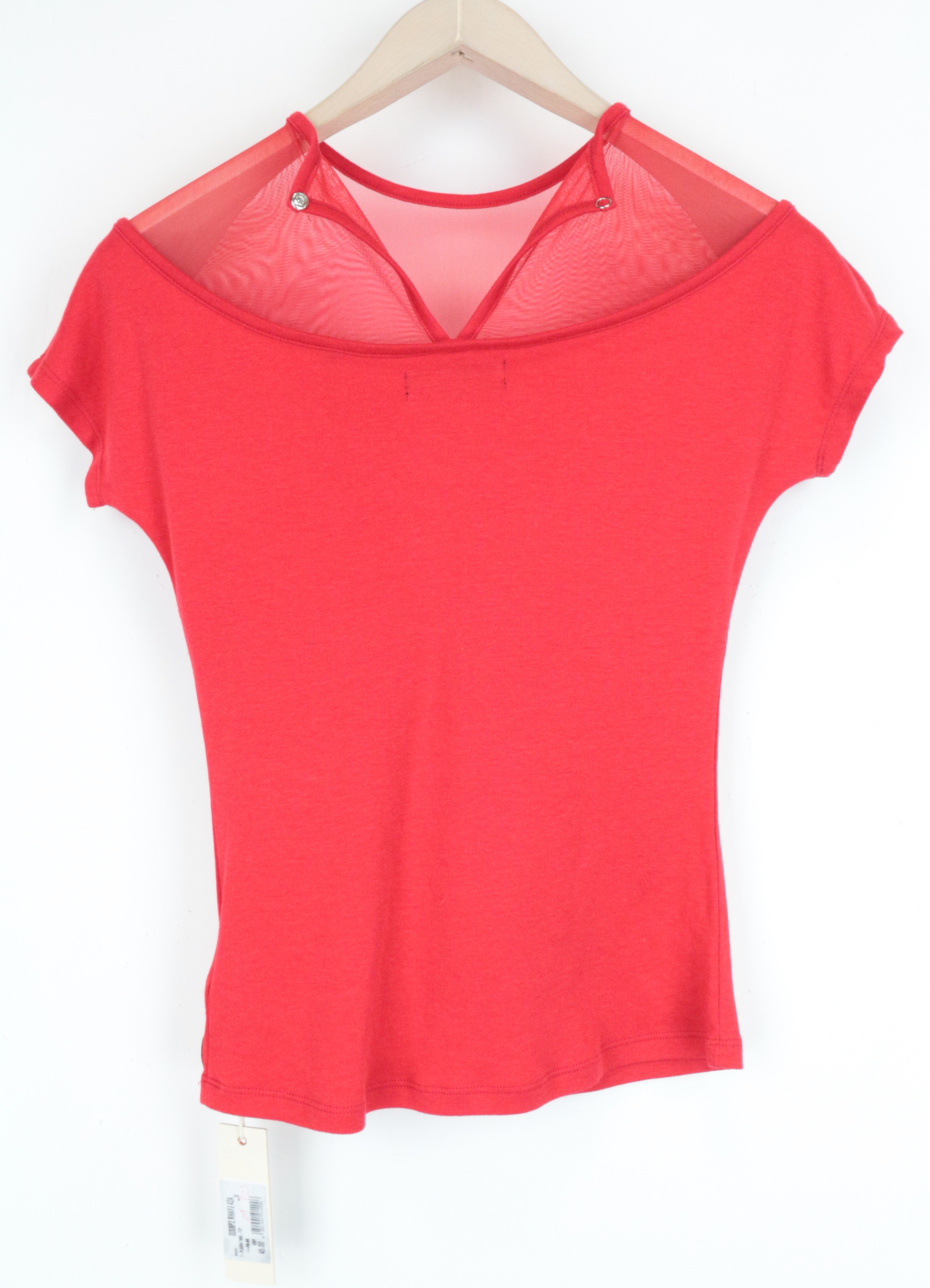 DIESEL T-Plasma Women's Top S Red Mesh Cotton Soft Touch Lightweight Blouse - Picture 2 of 10