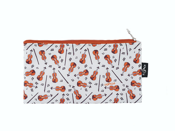 Astuccino bianco con violini