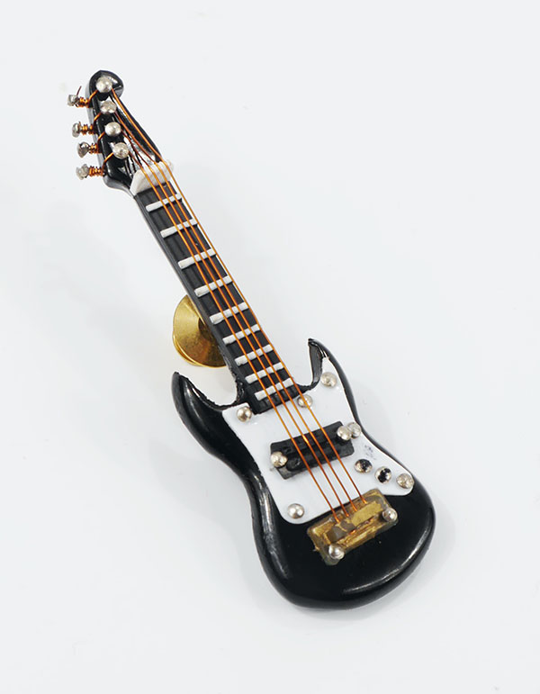 spilla chitarra elettrica nera 7 cm con astuccio regalo