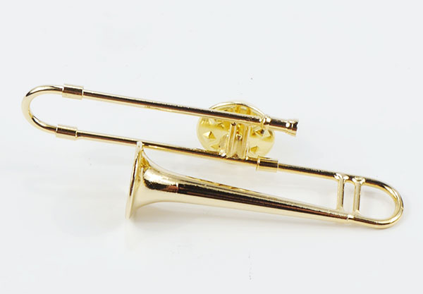 spilla trombone placcata oro 5,5 cm con astuccio regalo