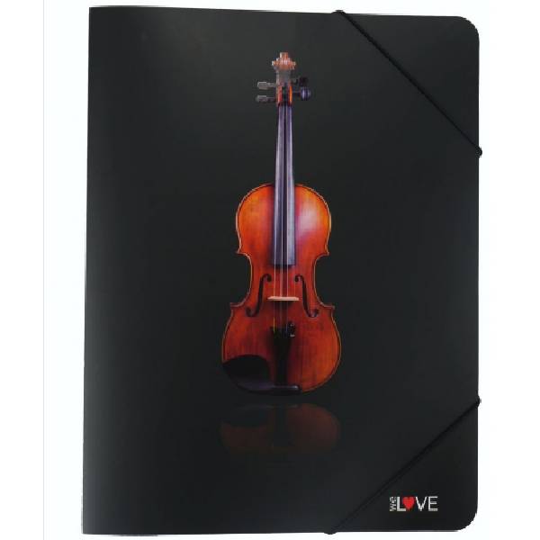 Cartelletta con elastico  colore nero We love violino formato A4