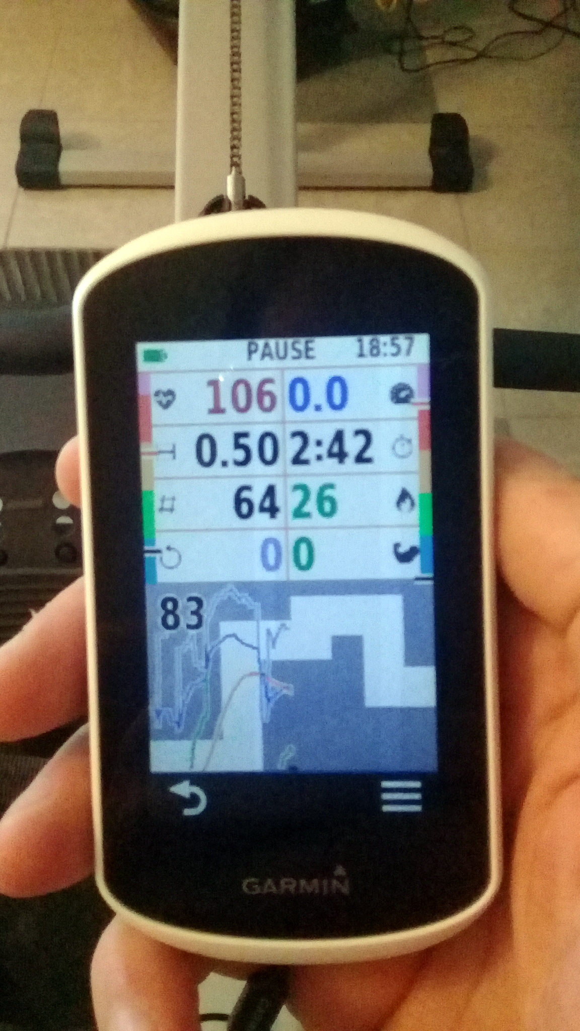Data in the app after rowing.
