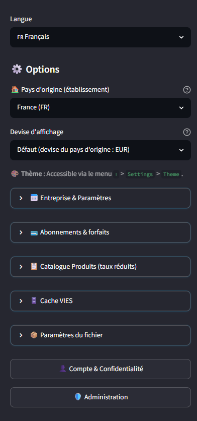 Aperçu Sidebar
